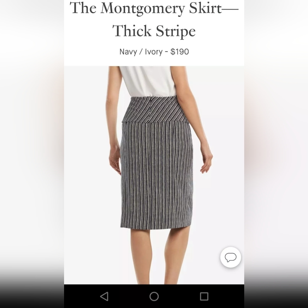NWT MM.LaFleur The Montgomery Skirt in Thick Stripe (Navy/Ivory), Sz 8 - Picture 5 of 12